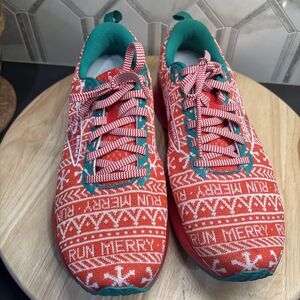 Brooks Run Merry Christmas Running Shoes Men’s 11 B Red Green Holiday Sneakers